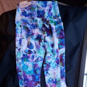 RBX high waisted capri leggings, size xs, watercolor floral. NWT